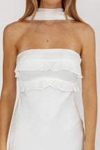 Damsel Reverse Halter Frill Trim Maxi Dress White