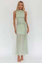 Girl's Night Waist Sash Maxi Dress Sage