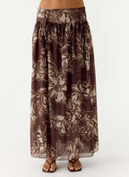 Hot Like Me Maxi Skirt - Espresso Meadow