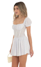 Corset Puff Sleeve Dress in White