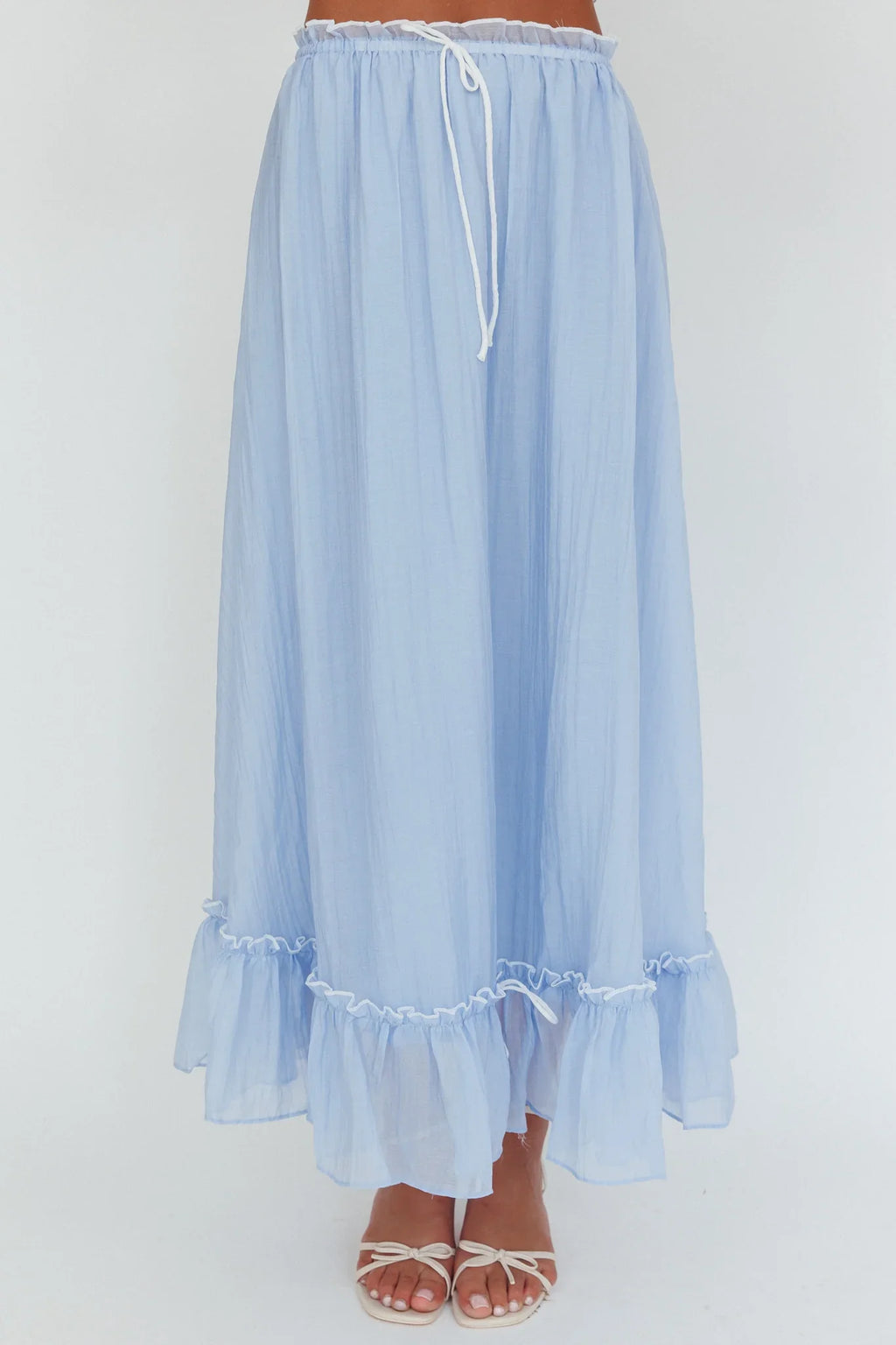 Maidens Tie Detail Overlock Maxi Skirt Cloud Blue