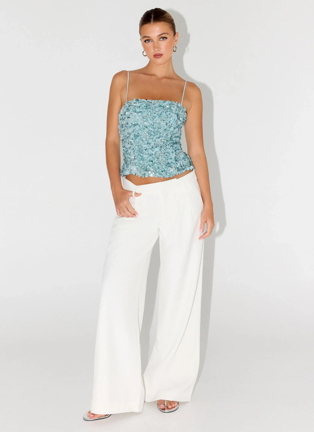 Alayna Sequin Top - Aqua