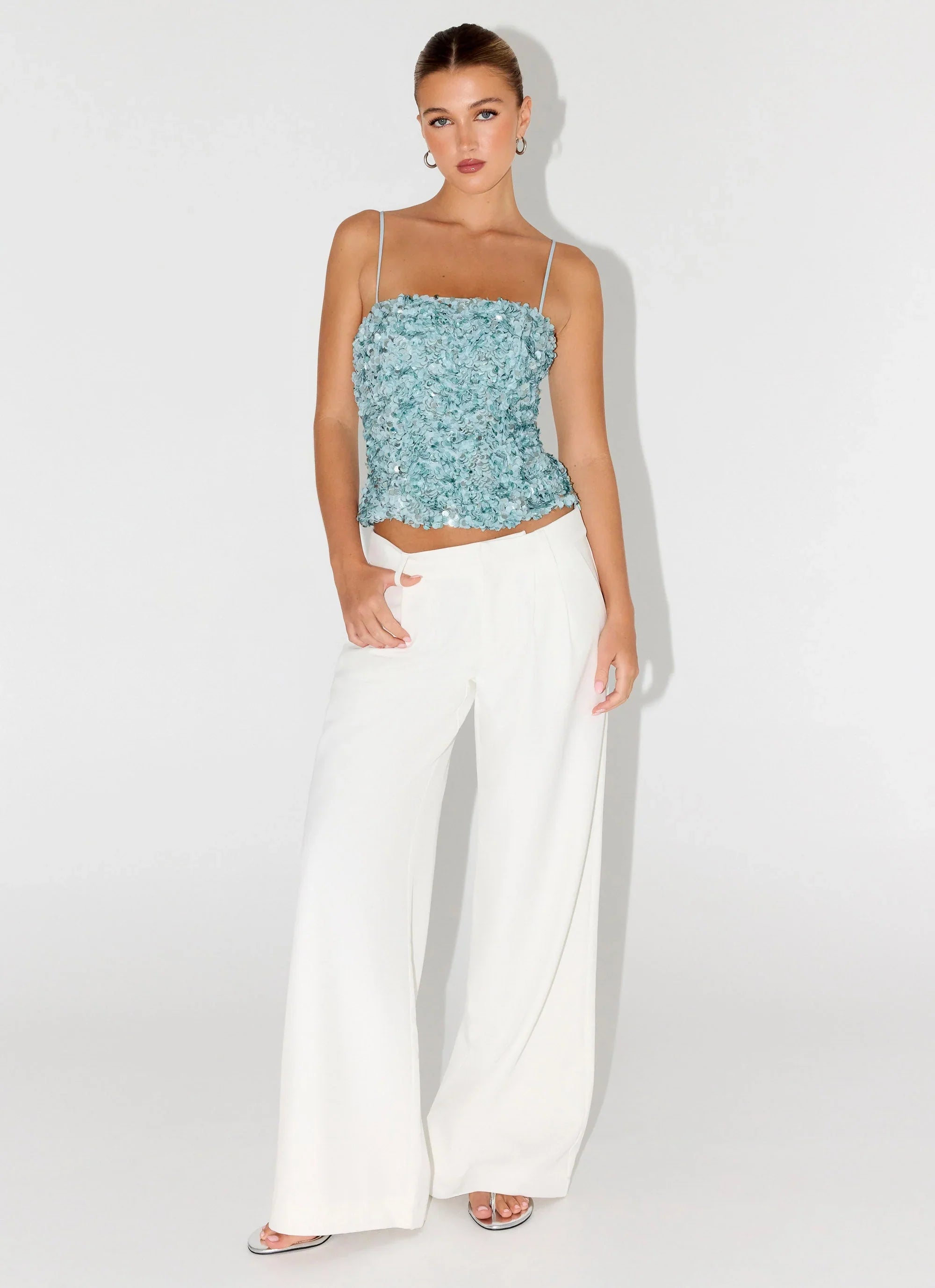 Alayna Sequin Top - Aqua