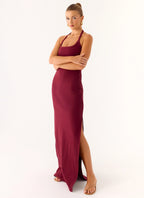 Kill This Love Ribbed Maxi Dress - Dark Cherry