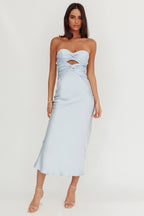 Good Impression Double Twist Maxi Dress Steel Blue