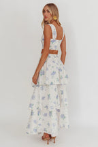 Dixon Tiered Maxi Skirt Floral Beige