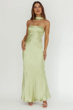 Damsel Reverse Halter Maxi Dress Pistachio