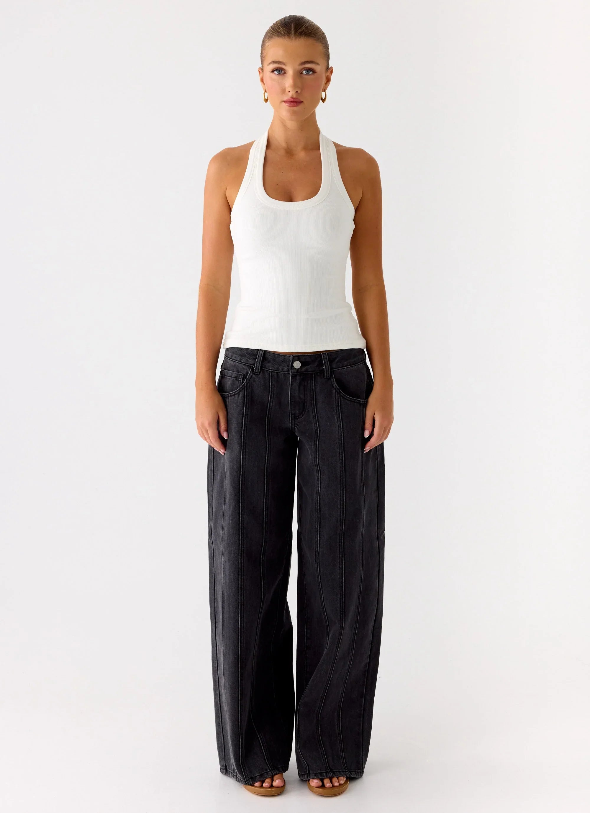 Nauton Ribbed Halter Top - White