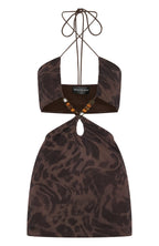Snap Out Of It Printed Mesh Mini Dress Espresso