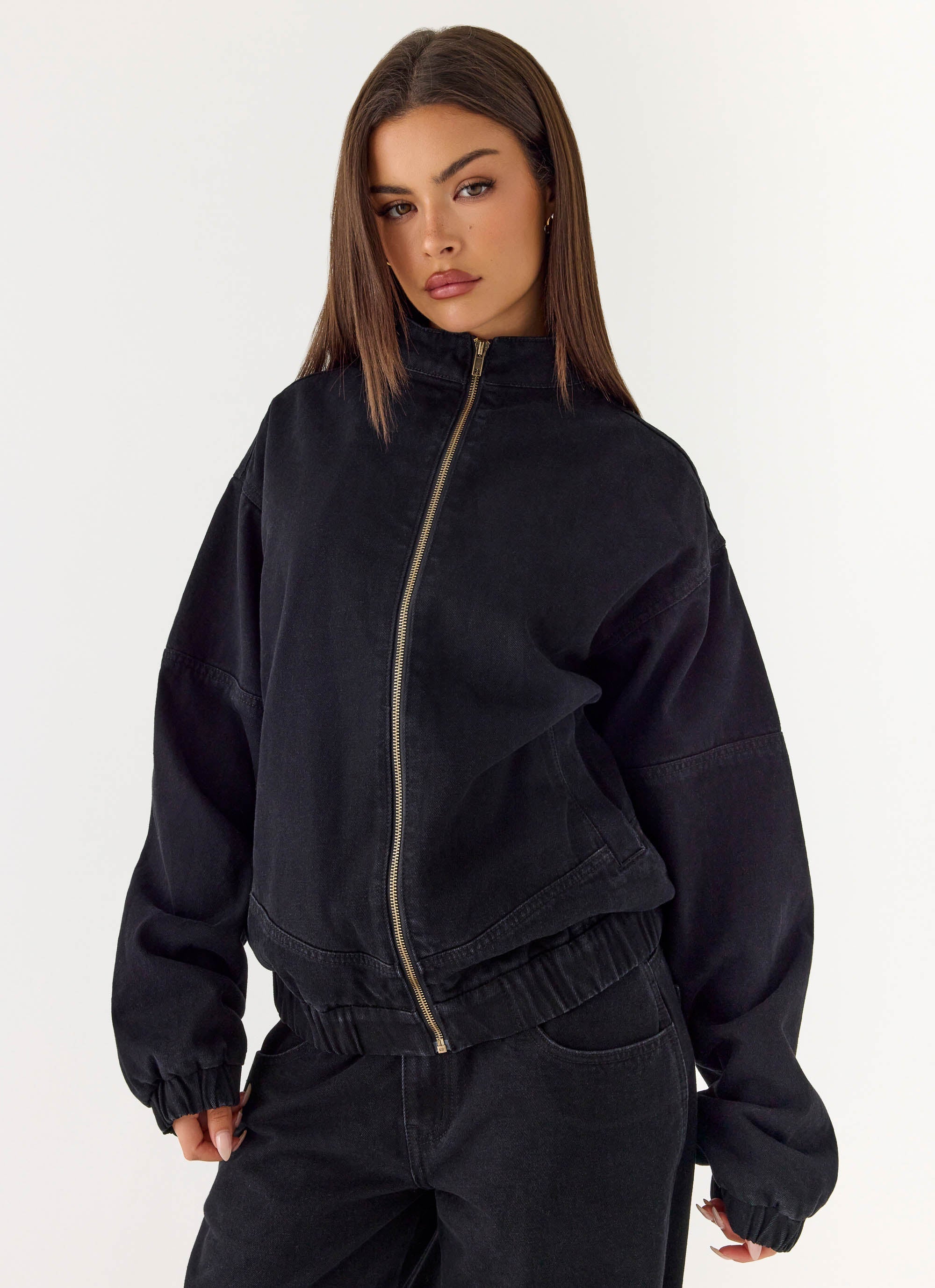 Waylon Denim Bomber Jacket - Black