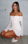 Dreaming Of Yesterday Long Sleeve Mini Dress Cream