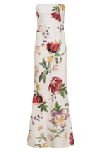Claudette Strapless Satin Maxi Dress - Bella Rosa Print