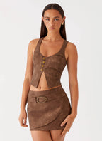 West District PU Top - Brown