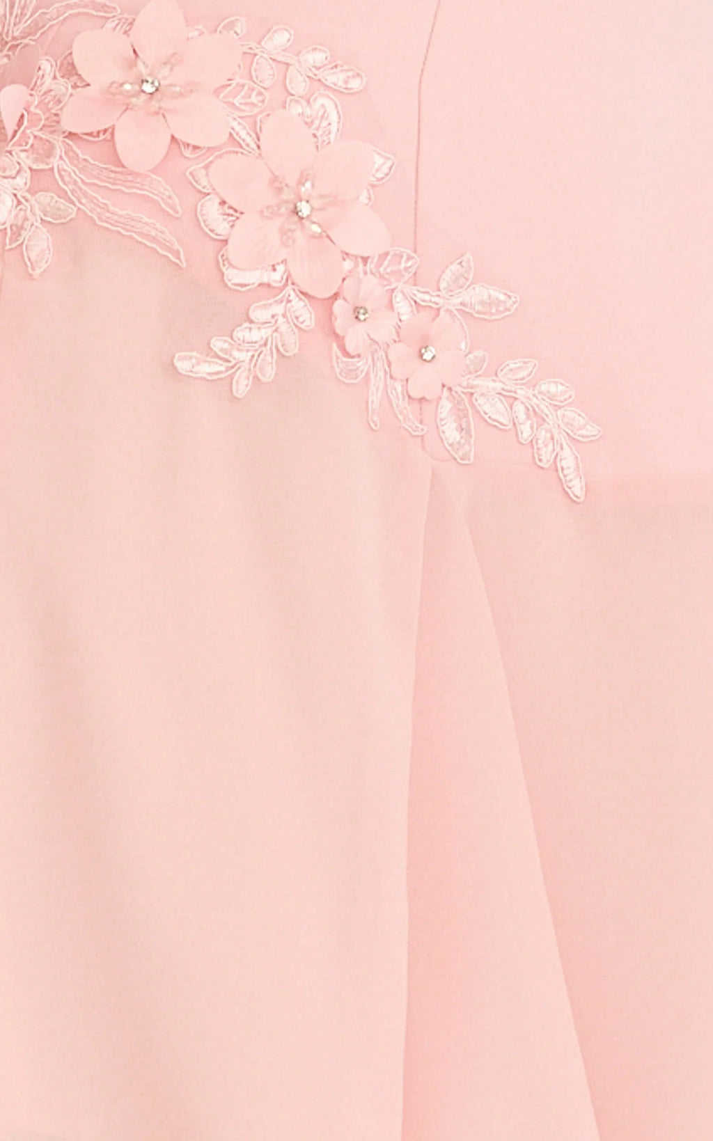 Penny Mini Dress - Strapless Corset Bodice Floral Embellished Godet Dress in Soft Pink