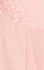 Penny Mini Dress - Strapless Corset Bodice Floral Embellished Godet Dress in Soft Pink