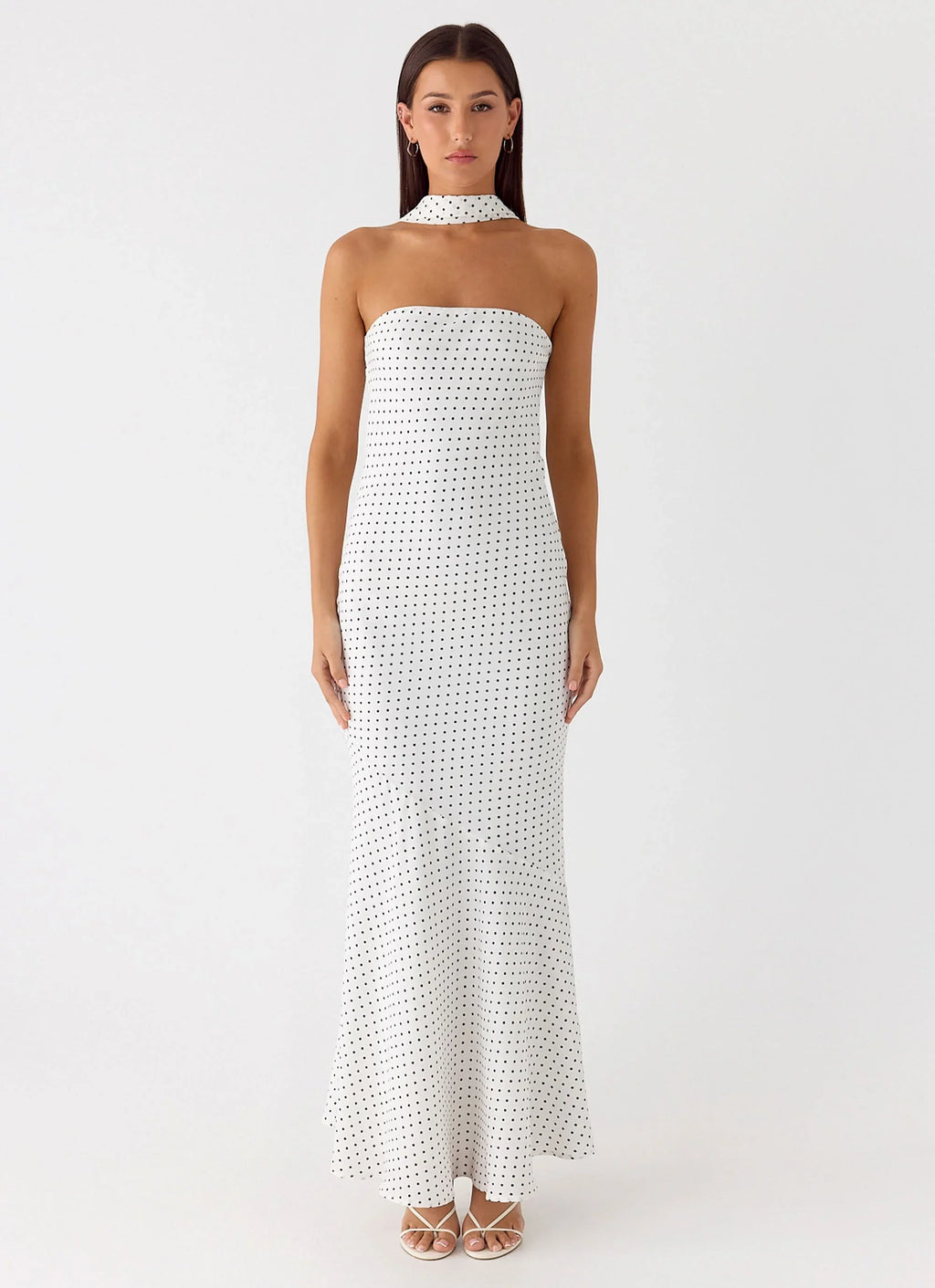Under The Pagoda Maxi Dress - White Polkadot
