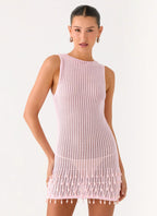 Miracle Beaded Crochet Mini Dress - Pink