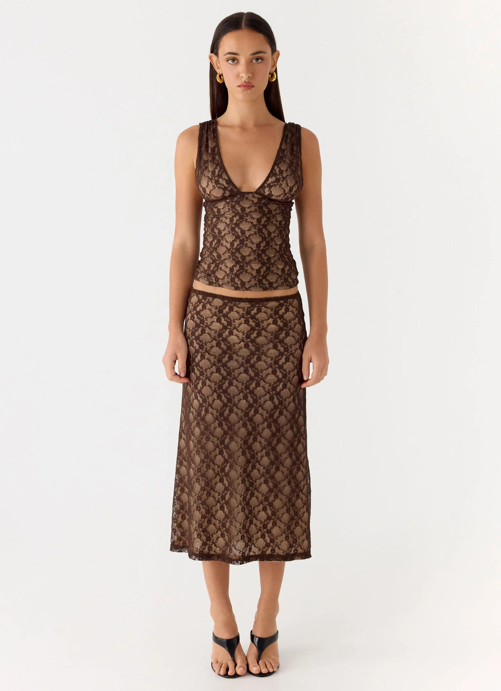Options Lace Top - Chocolate