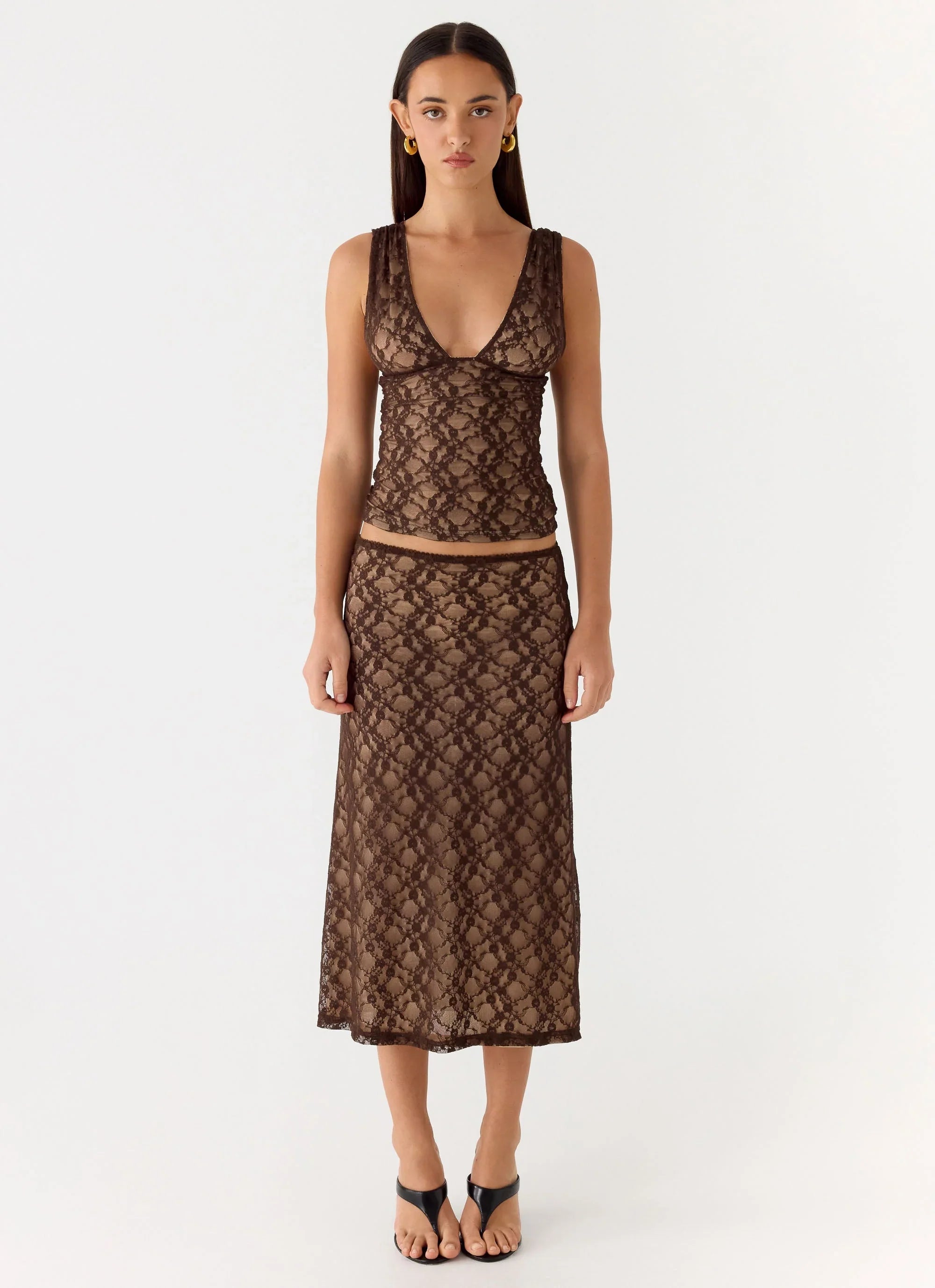 Options Lace Top - Chocolate