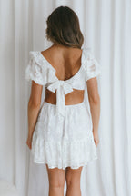 Sweet Life Cut-Out Waist Lace Dress White