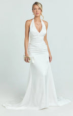 Frankie Maxi Dress - Satin Bias Cut Dress in Ivory
