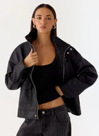 James PU Bomber Jacker - Black
