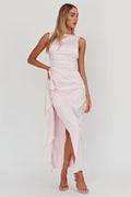 Kamillia Boat Neck Split Maxi Dress Ice Pink