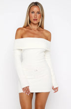 Moonlit Dreams Knit Mini Dress Snow