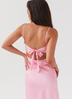 Flora Satin Maxi Dress - Candy