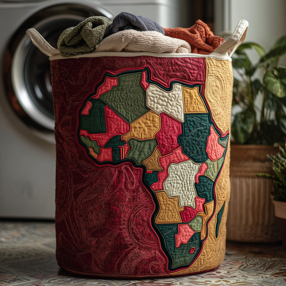 African Roots Quilted Laundry Basket GFTOHD11286