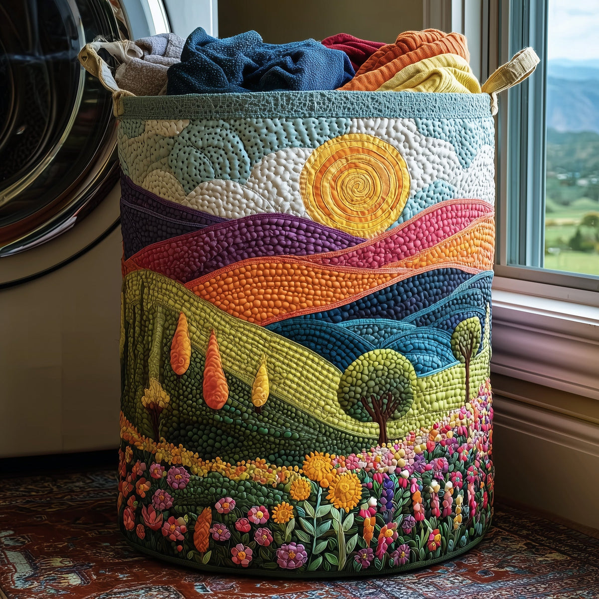 Meadow Heaven Quilted Laundry Basket GFTONL5935