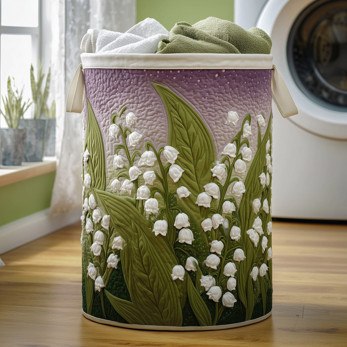 Lily of the Valley Quilted Laundry Basket GFTONT2615