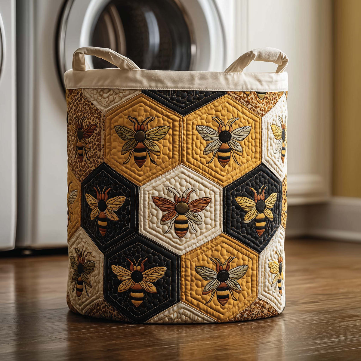 Honey Harmony Quilted Laundry Basket GFTOQM1821