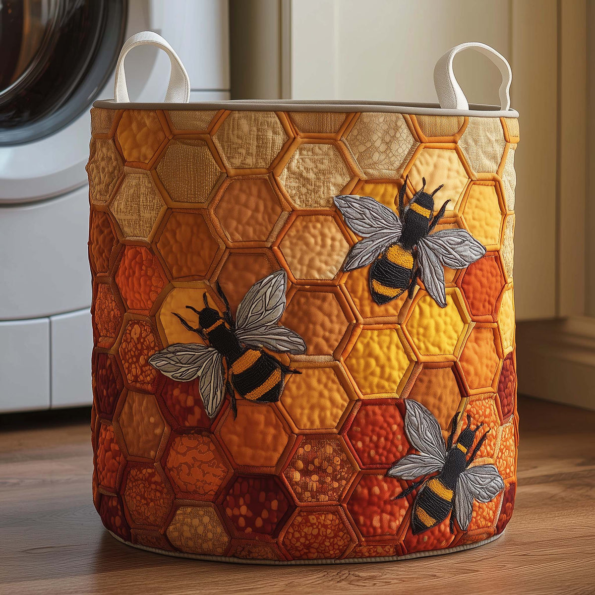 Golden Buzz Quilted Laundry Basket GFTOQM1825