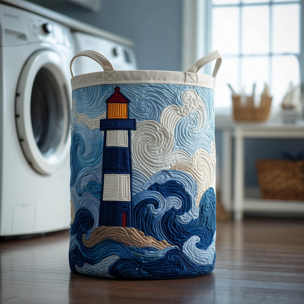 Lighthouse Quilted Laundry Basket GFTOTP11169