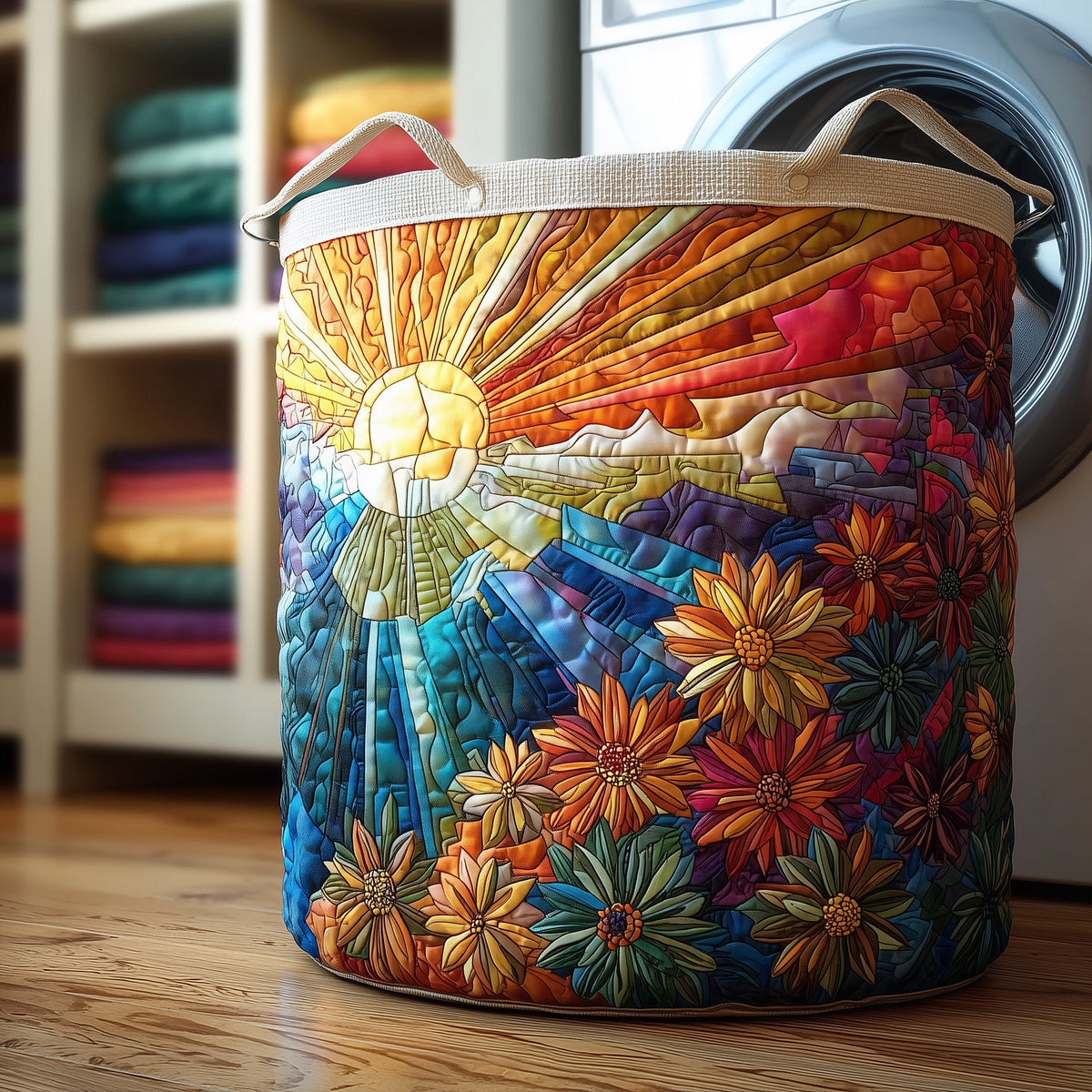 Vibrant Sun Quilted Laundry Basket GFTOXM118