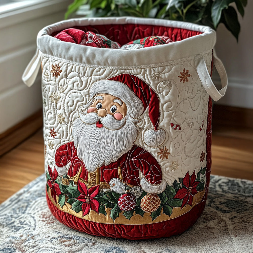 Santa Cheer Quilted Laundry Basket NCU0DV824