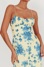 Nerida Low Back Twist Floral Maxi Dress Yellow