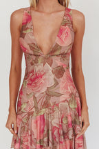 Veda Strappy Back Maxi Dress Roses Blush