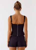 Coastline Cotton Bustier Top - Black