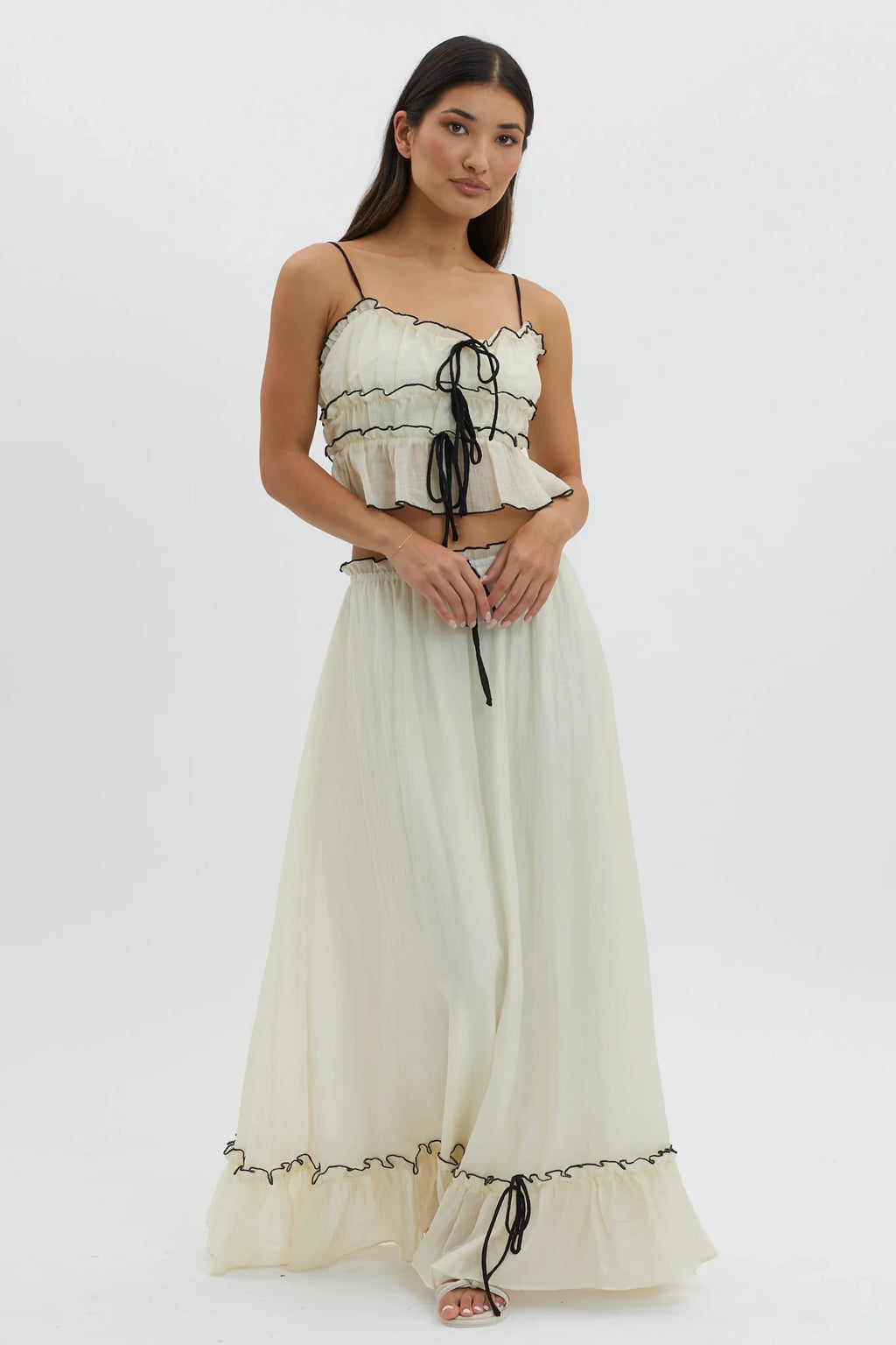 Maidens Tie Detail Overlock Top Cream