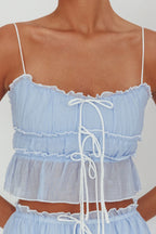 Maidens Tie Detail Overlock Top Cloud Blue
