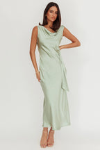Take Care Backless Sash Maxi Dress Pistachio