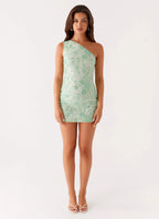 Amina Beaded Mini Dress - Sage