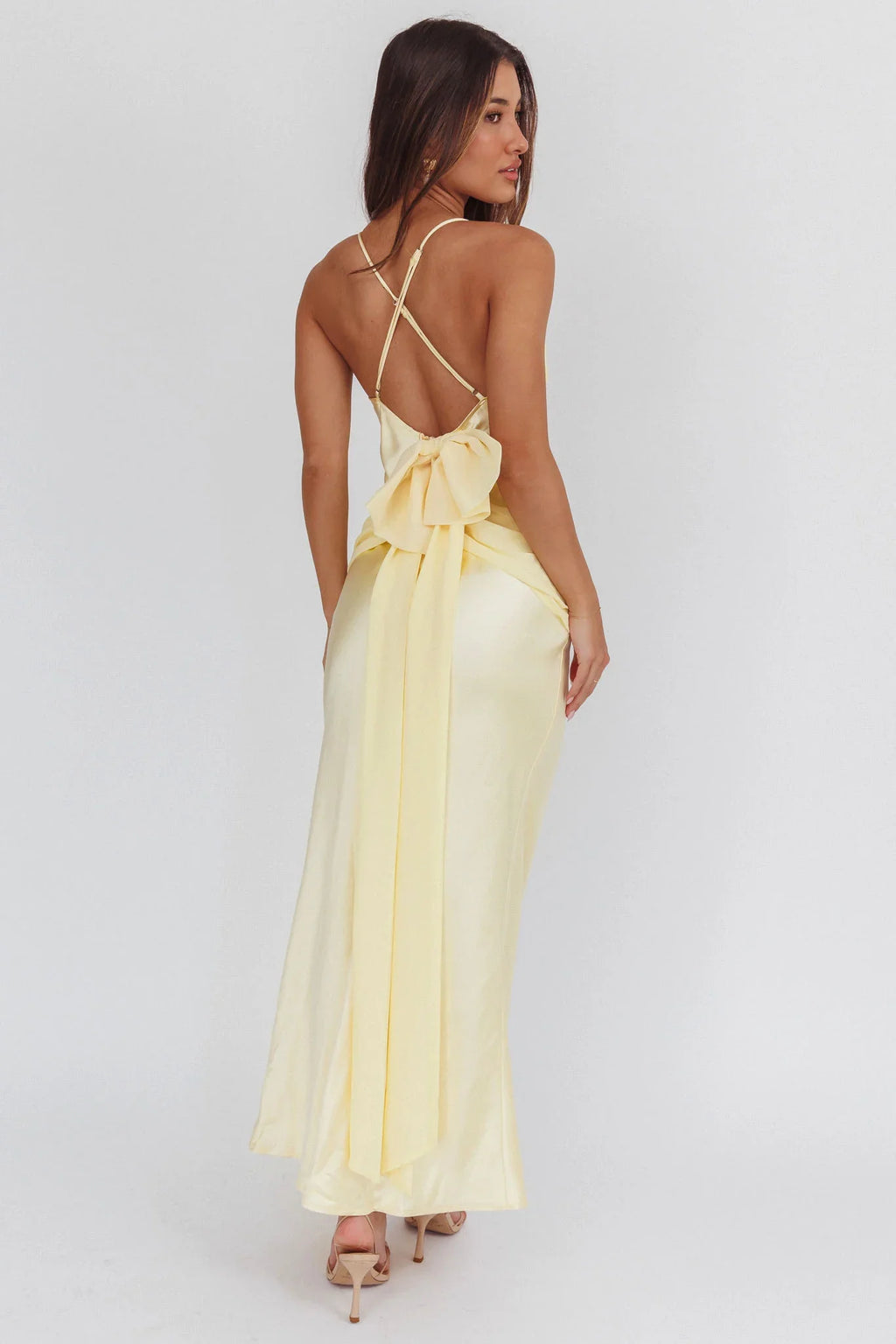 Arizona Sunset Criss-Cross Bow Back Dress Yellow