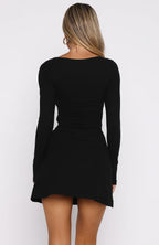 Take A Breath Long Sleeve Mini Dress Black