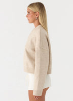 Cornelia Button Up Jumper - Oatmeal
