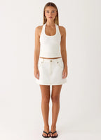 Julien Mid Rise Denim Mini Skirt - Ivory