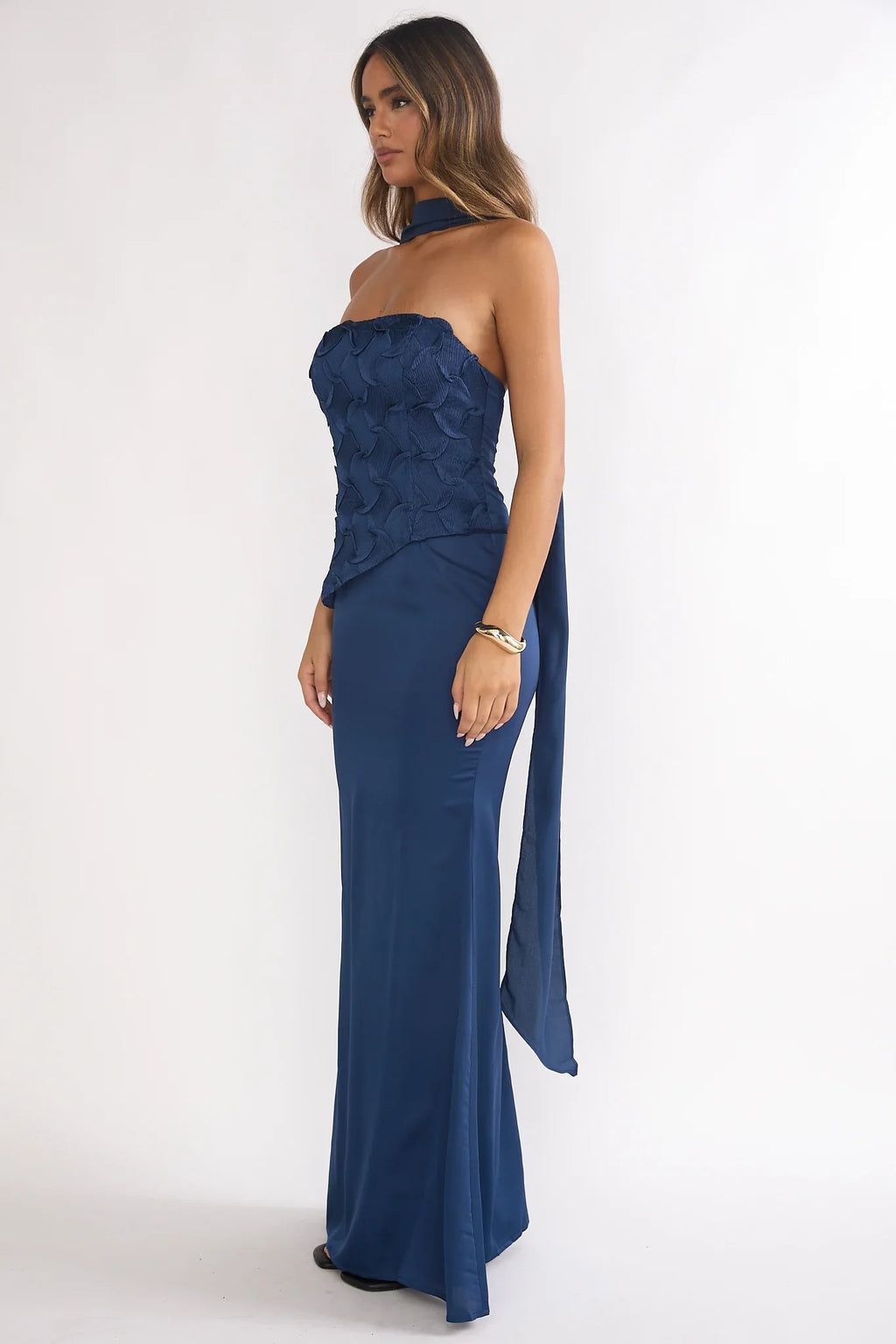 Veradis Strapless Scarf Maxi Dress Navy