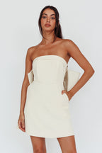 Made For Love Bow Back Mini Dress Ecru